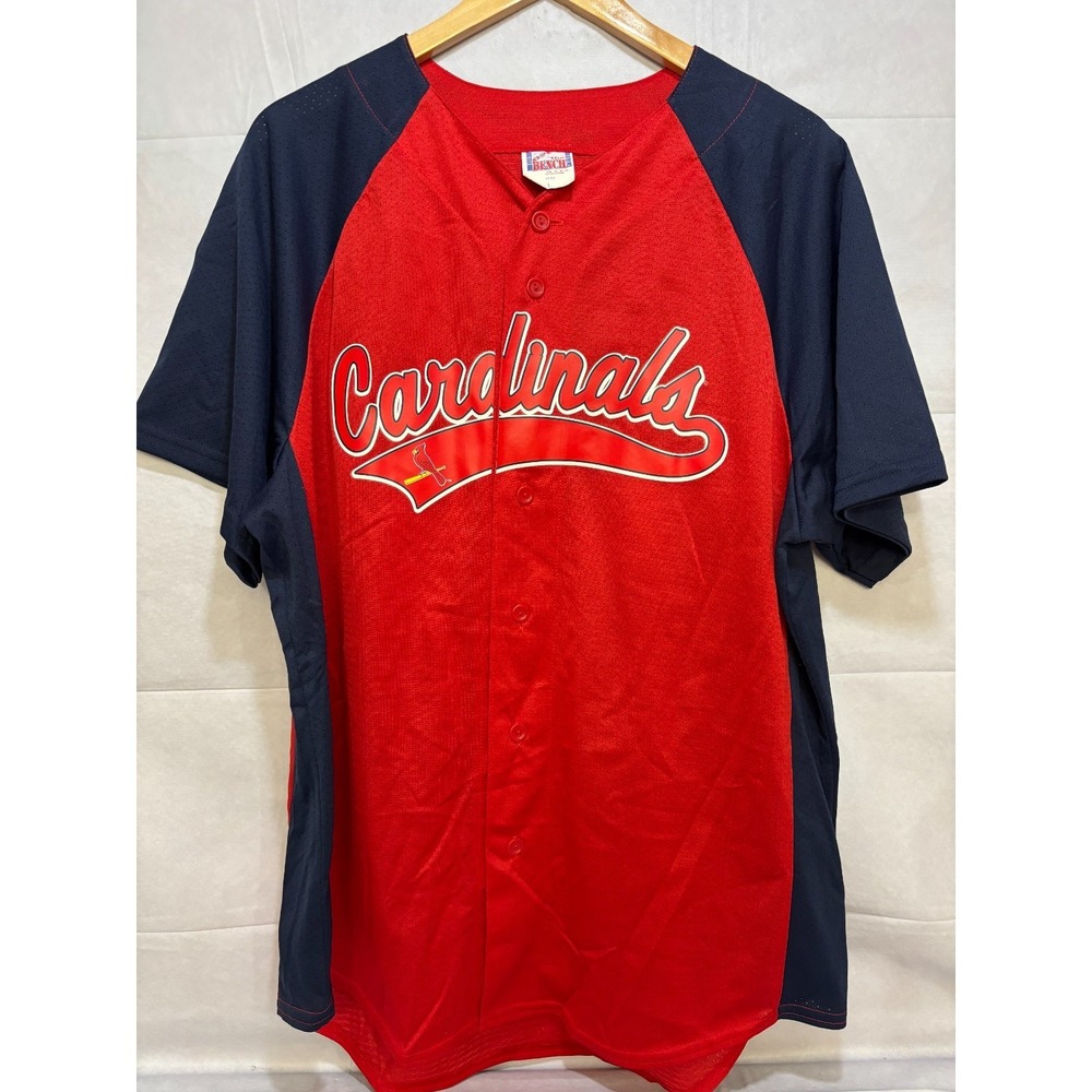 St. Louis Cardinals Off The Bench Men's Large Baseball Jersey Red Button Vintage
